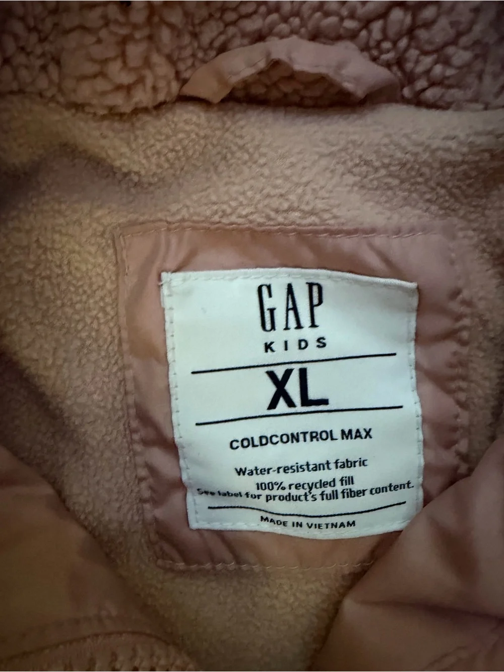 GAP Kids Blush Pink Fleece-Lined Puffer Jacket